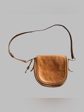 FOSSIL Rumi Leather Crossbody Saddle Bag in Tan